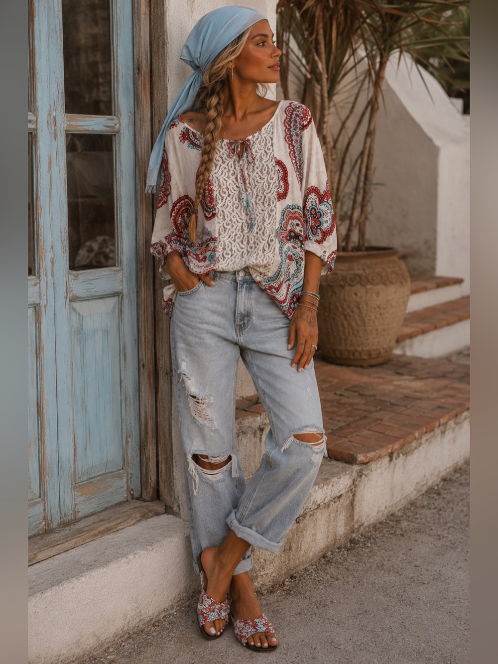 Multiples Boho Paisley Lace Blouse $69 MSRP